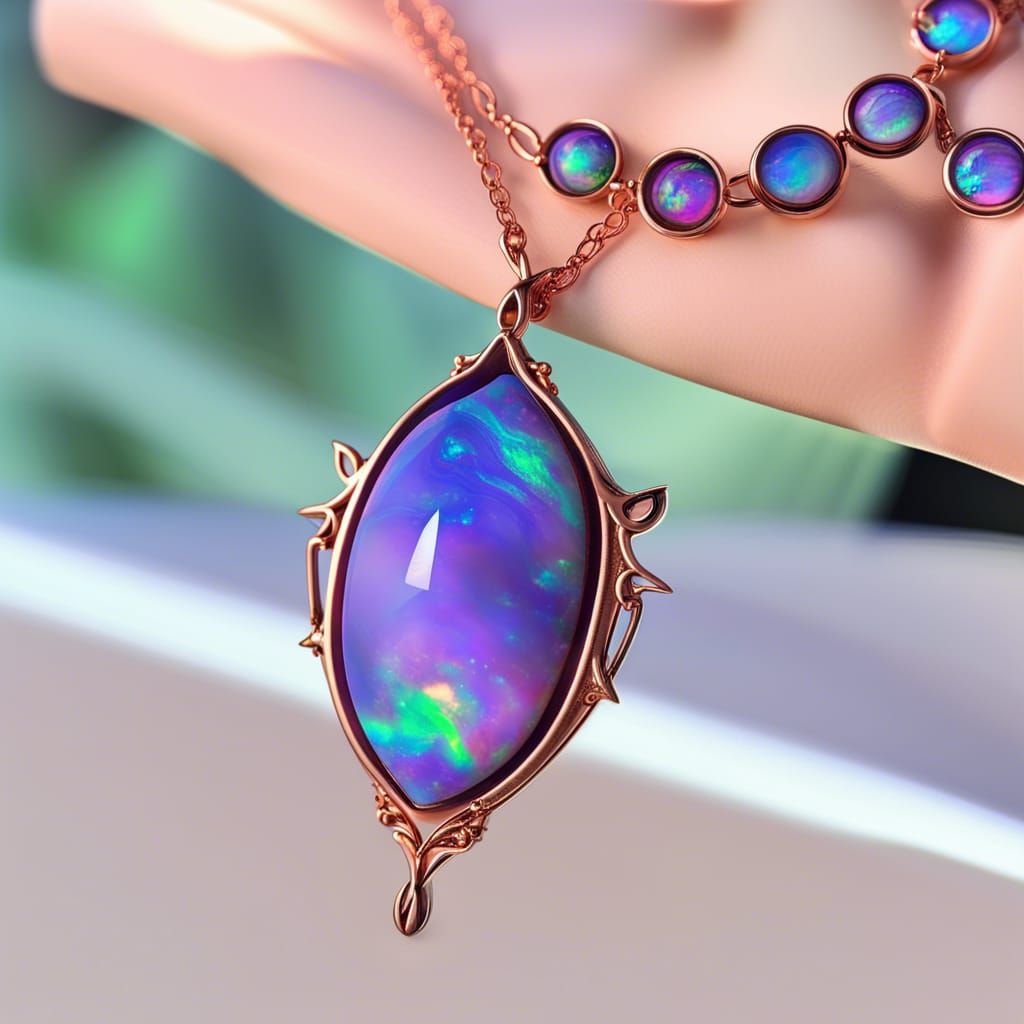 Ethereal gothic rose gold necklace with purple opal pendant ...