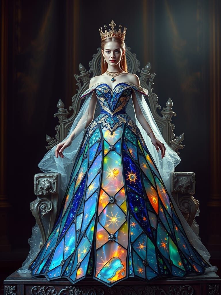 Queen in Stained Glass Constellation Ballgown