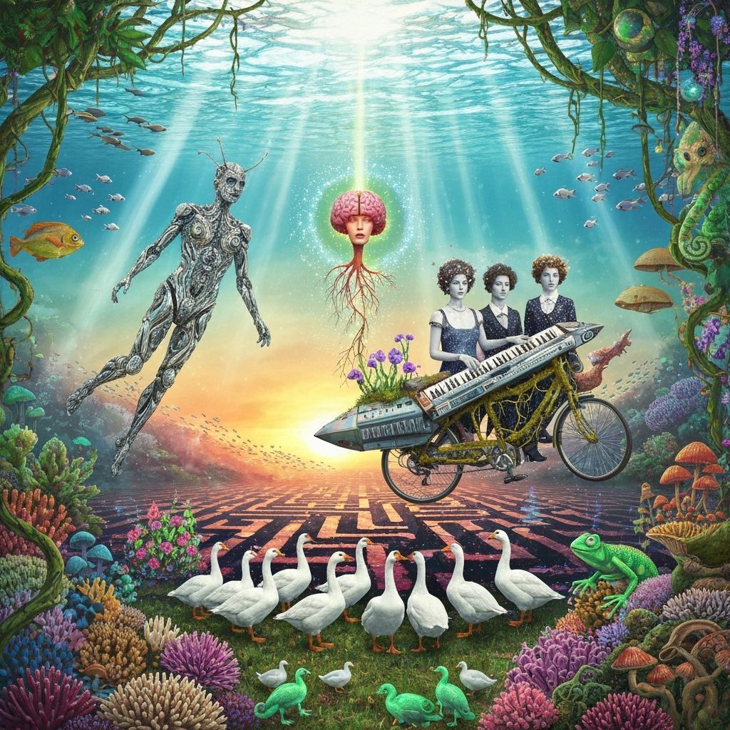 Surreal Underwater World with Fractal Figure