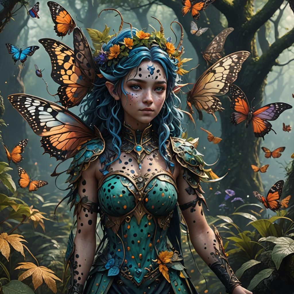 Detailed Matte Painting of a Spotted Nymph