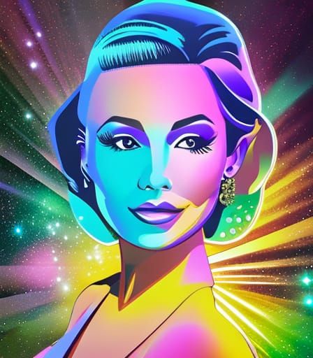 Psychedelic Neon Crystal Splash in 3D