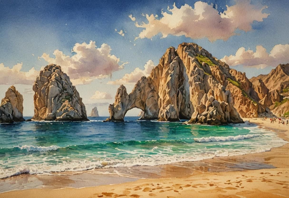 Cabo San Lucas Arch in Bright Watercolor