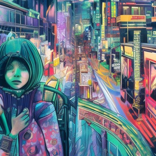 Humanoid City Embodiment: Biopunk Neon Dreamscape