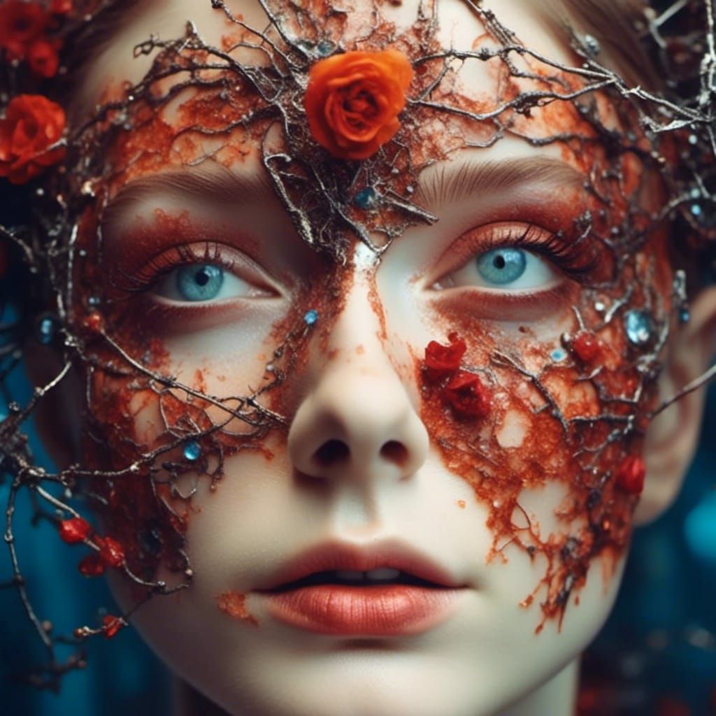 Surreal Androgynous Figure in Decadent World