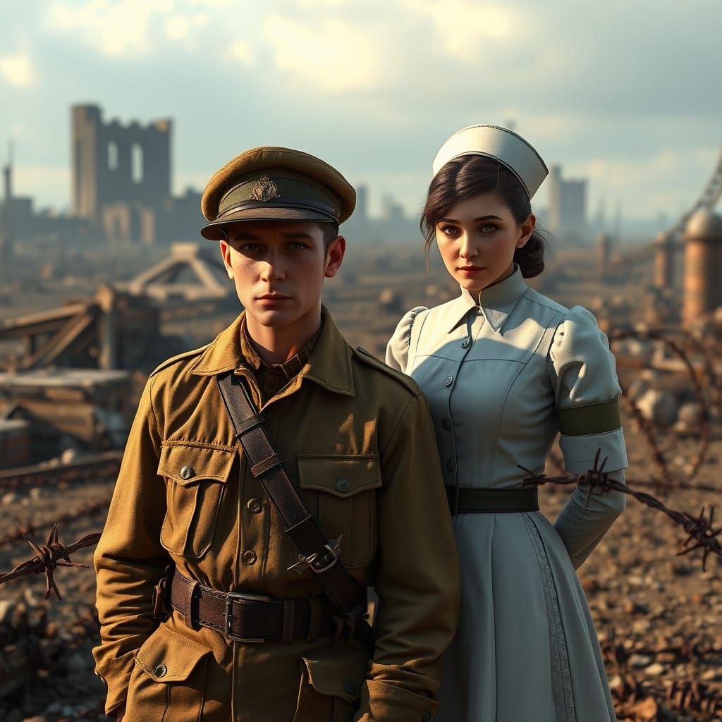A Haunting World War I Scene in 3D Anime Realism