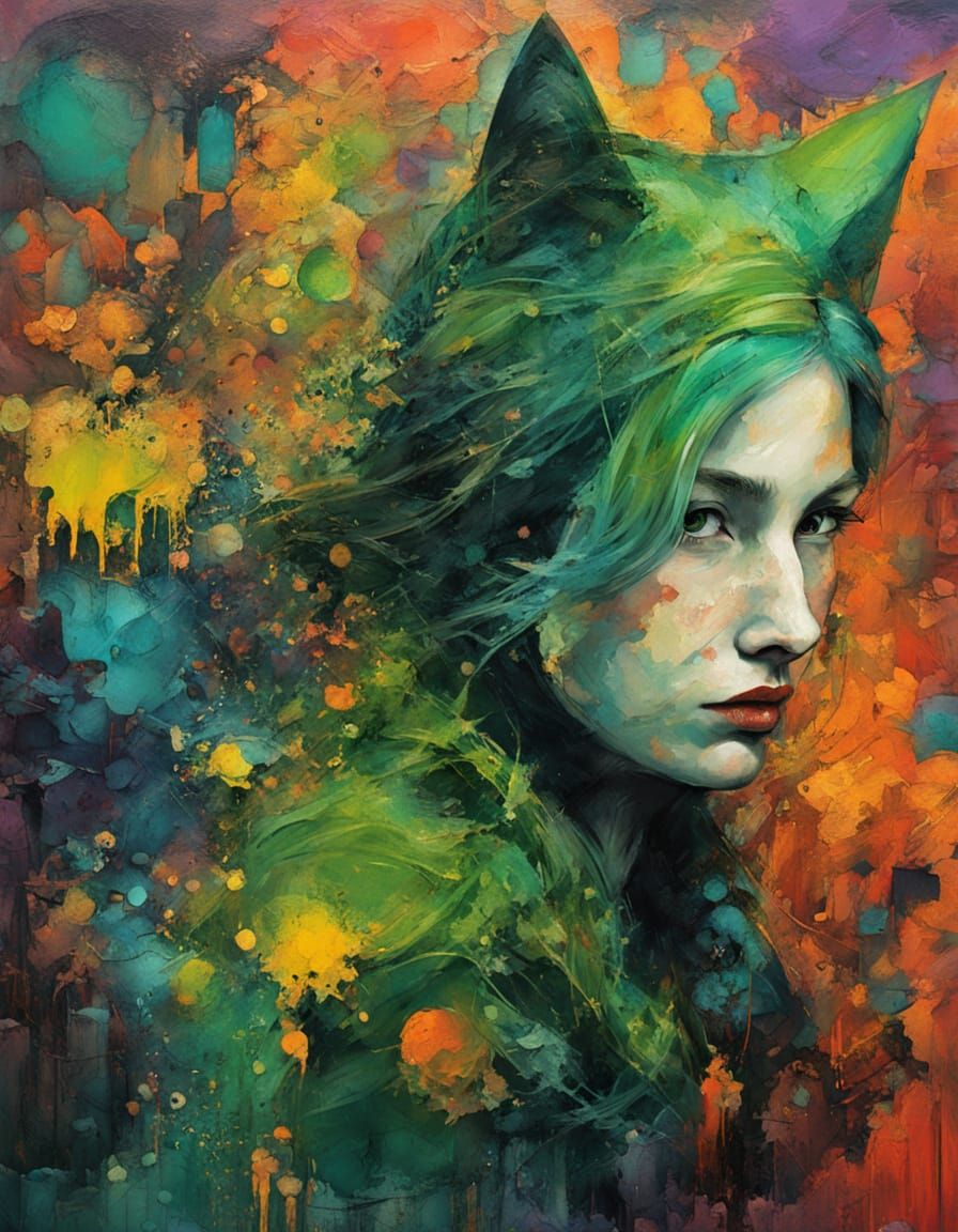 Abstract Catwoman with Banana Machine