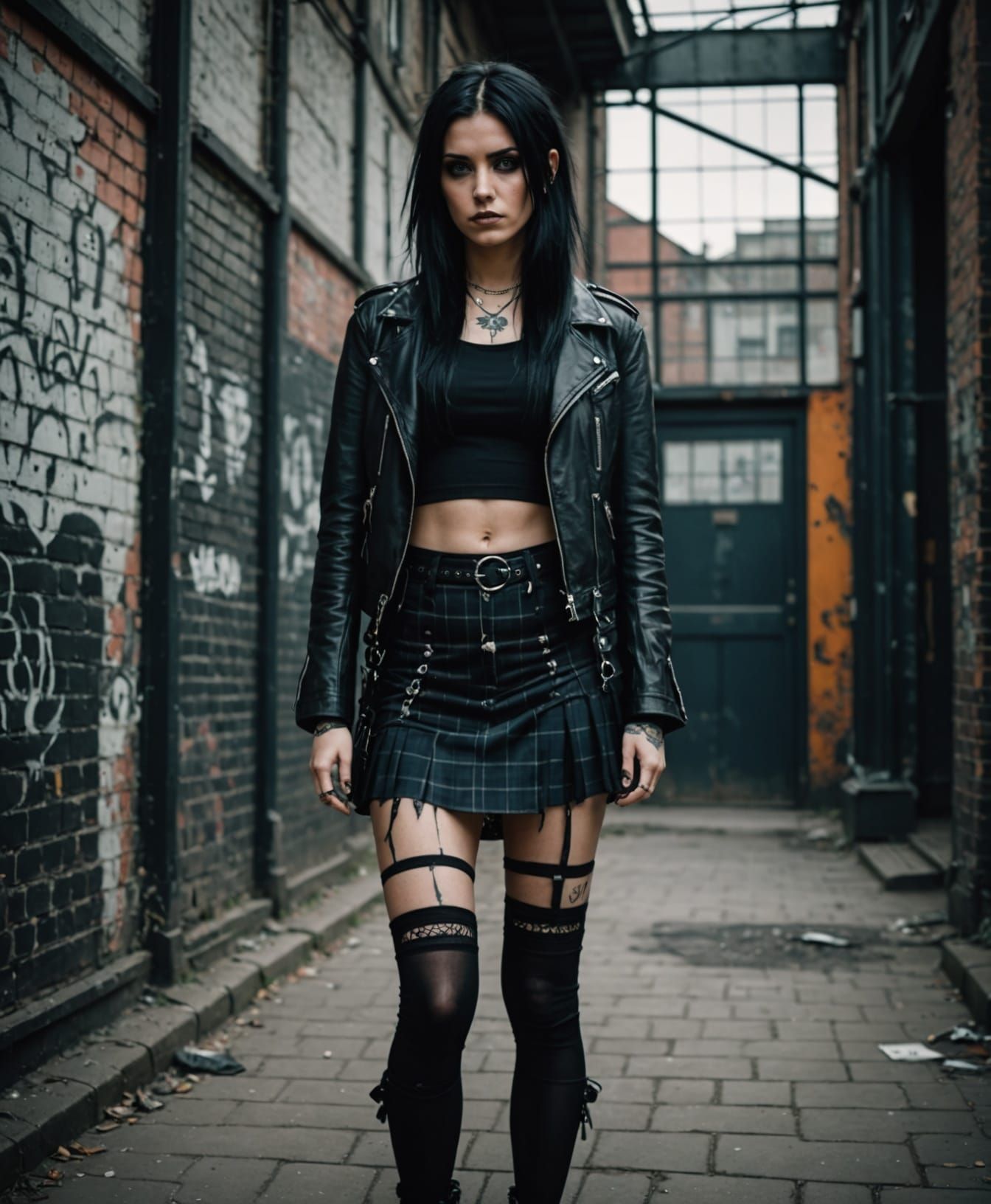 Emo Woman in Aetherpunk Urban Setting