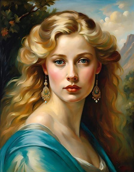 Oil painting on linen, by a Master, Norway maiden