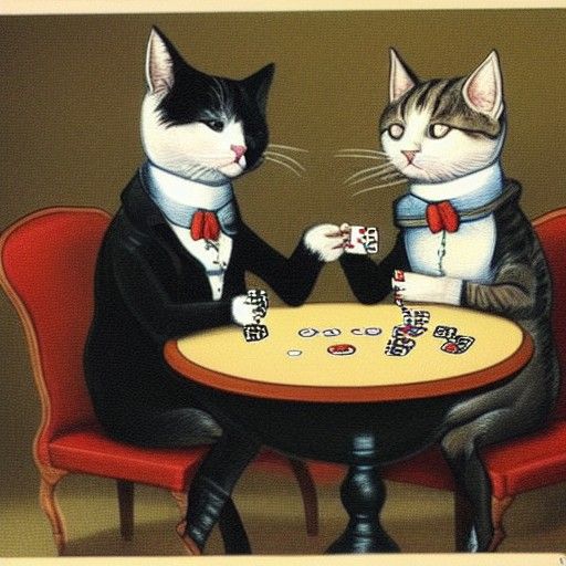 Cats Playing Poker in Victorian Style