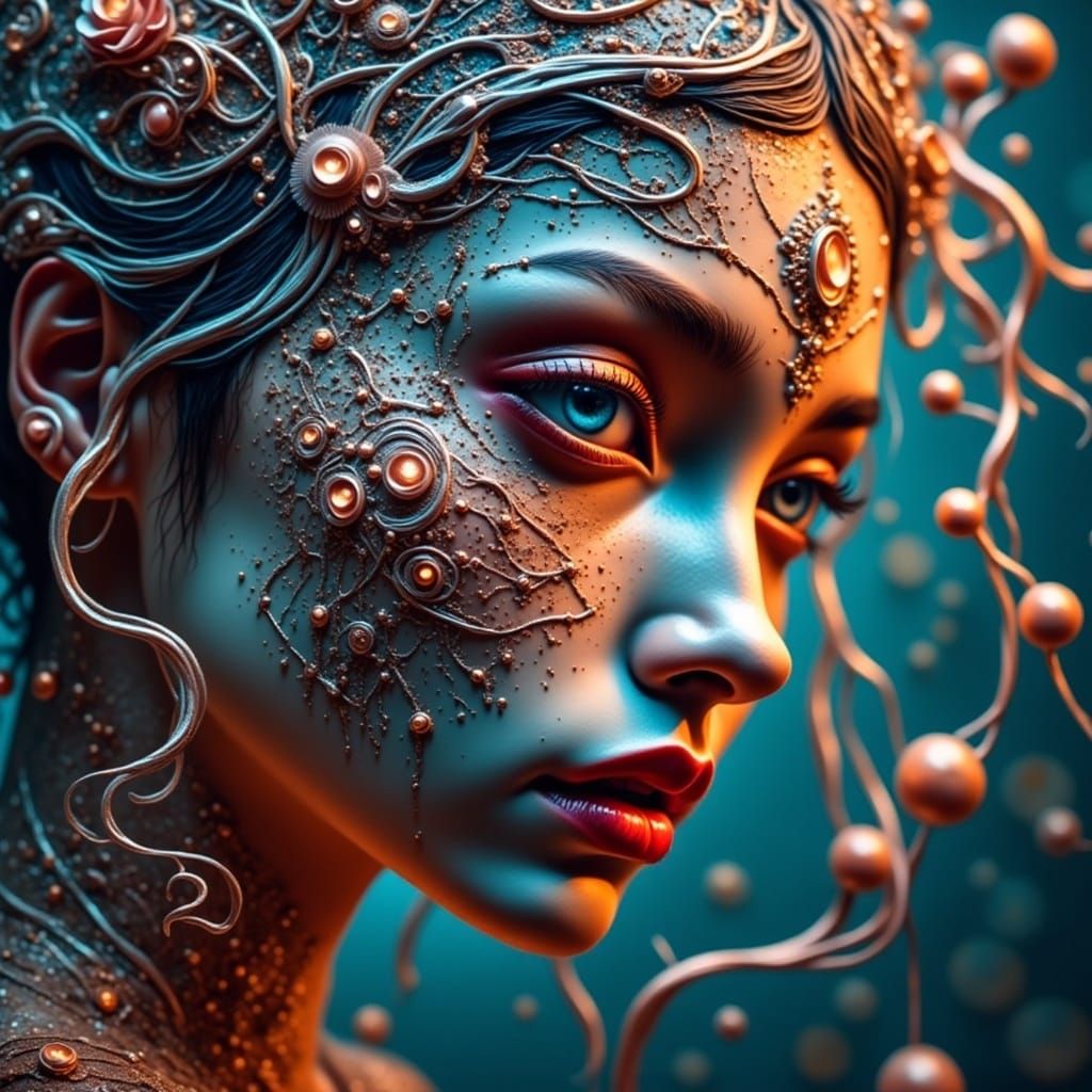 Enchanting Art Nouveau Goddess in Mysterious Misty Glow