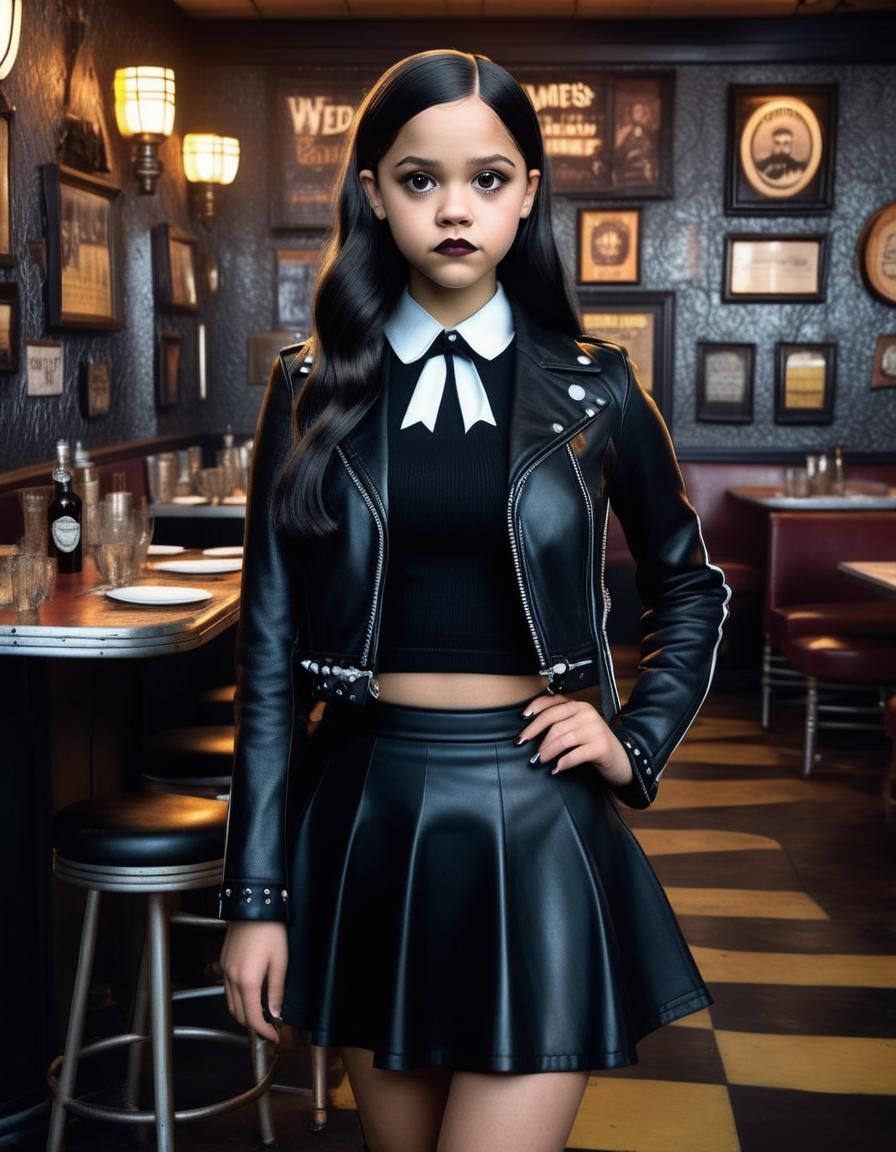 Wednesday Addams as 60s Rock 'n' Roll Pin-Up