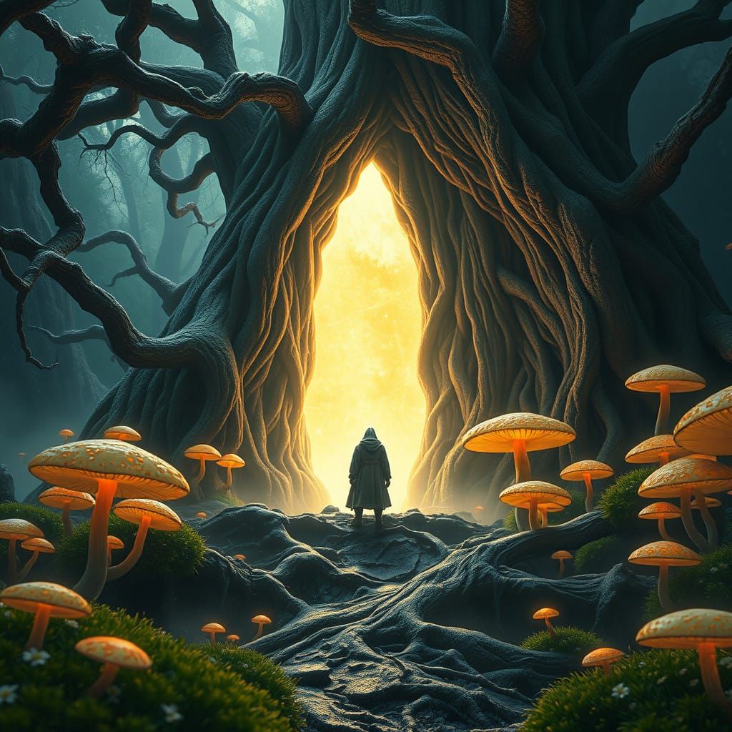 Mystical Portal Guardian in a Fantastical Environment