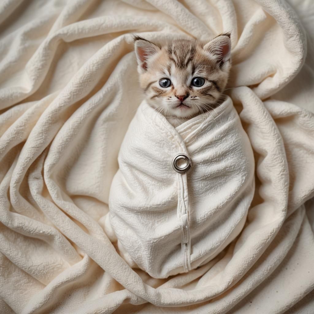 Swaddled Kitten with Pacifier: Newborn Photography
