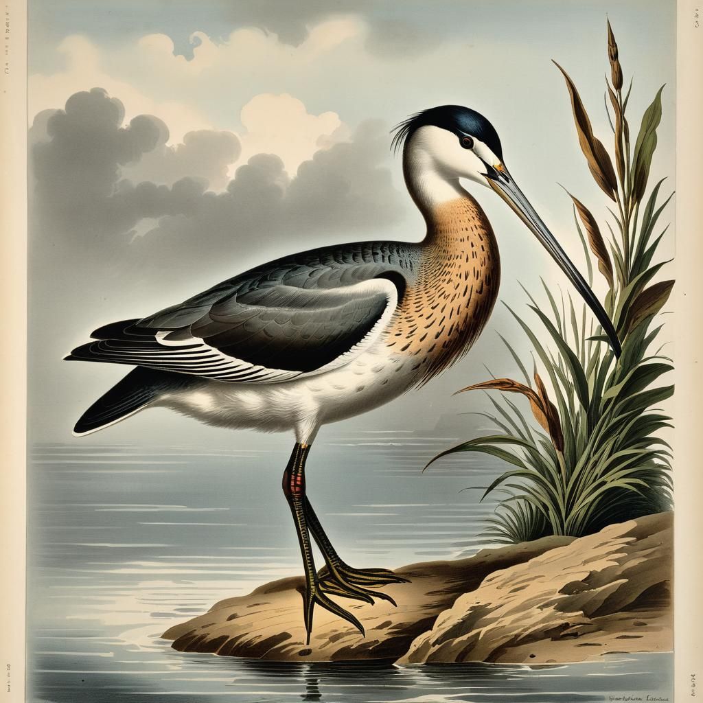 Antique Print of a Water Bird