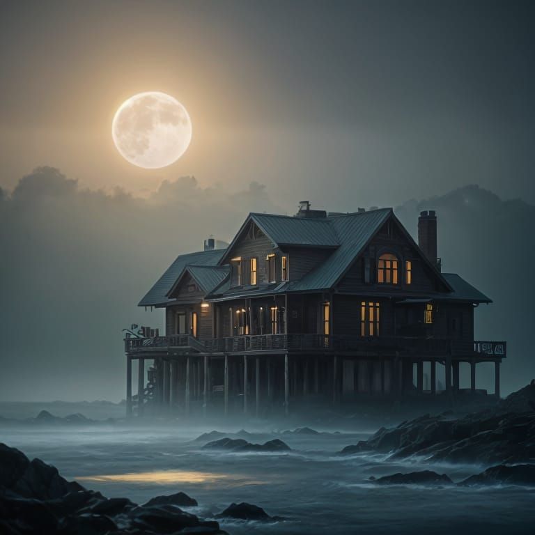 Goddess Portrait Under Moonlight in Hyperrealistic Style