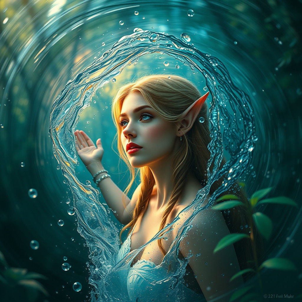 Enchanting Elf Reads Future in Forest Bubble