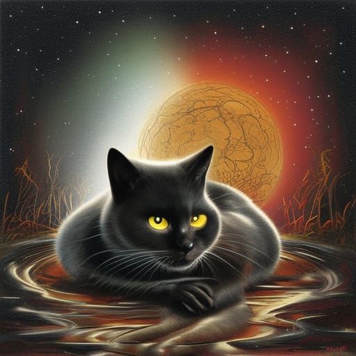 Black Cat on a Well: Comic Book Art