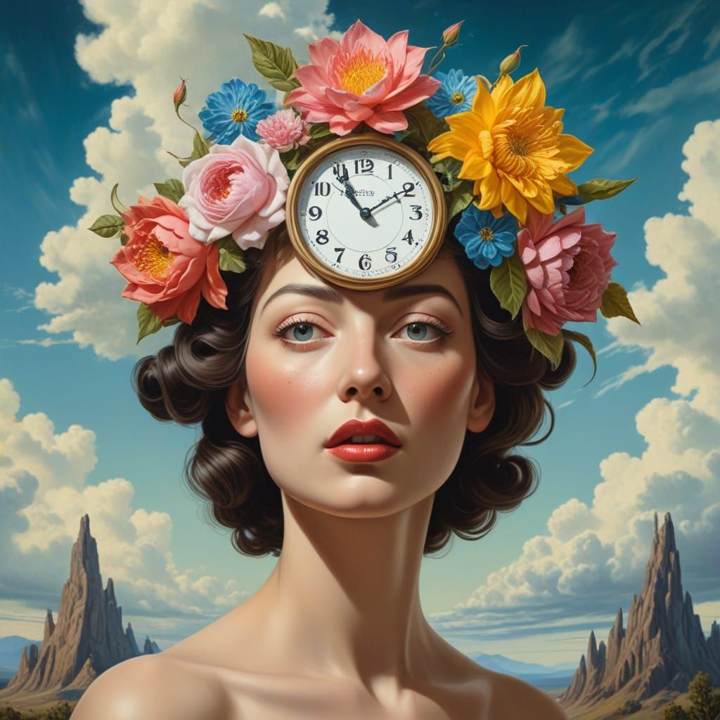 Surreal Portrait in Vibrant Oil on Canvas