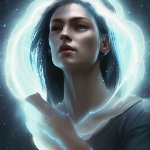Celestial Woman with Constellations, Digital Art