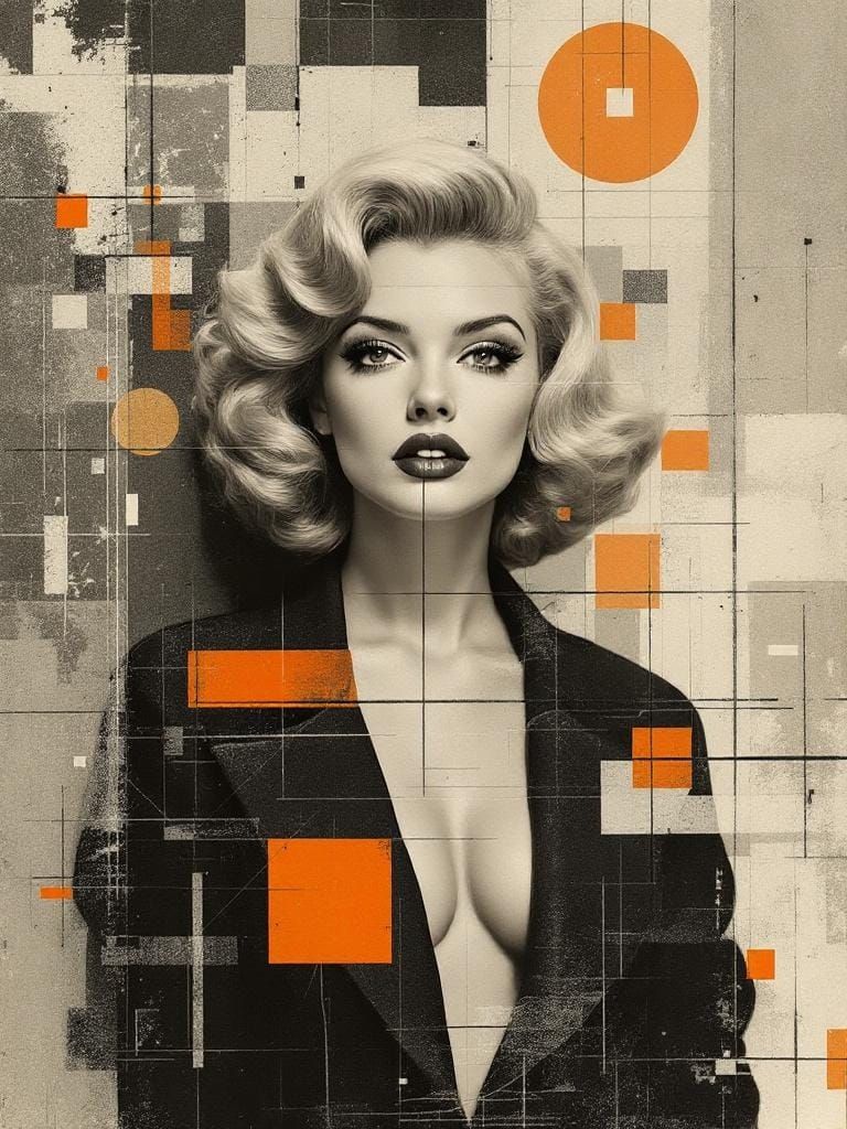 Pin-Up Collage in Bauhaus Modernism Style