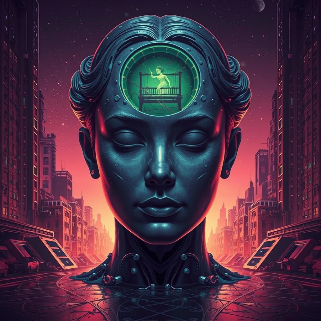 Enameled Glass Woman: Cybernetic Surrealism in Dystopia