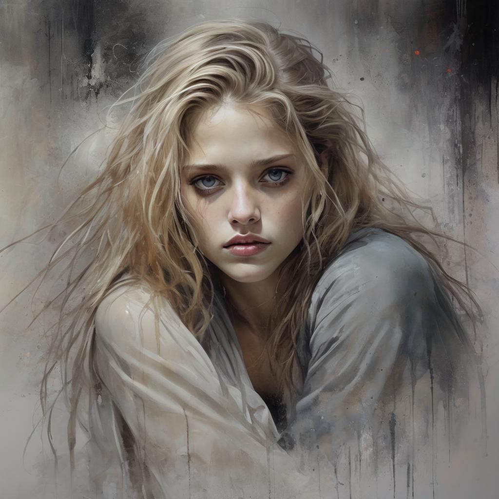 Gloomy Alley Portrait of Teresa Palmer in Oils