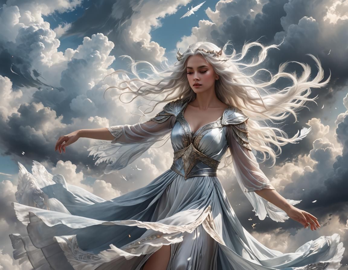 Ethereal Wind Sorceress in Dreamy Cinematic Portrait