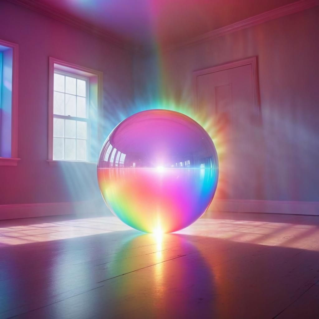 Ethereal Being Creating Rainbow Orb, Digital Art