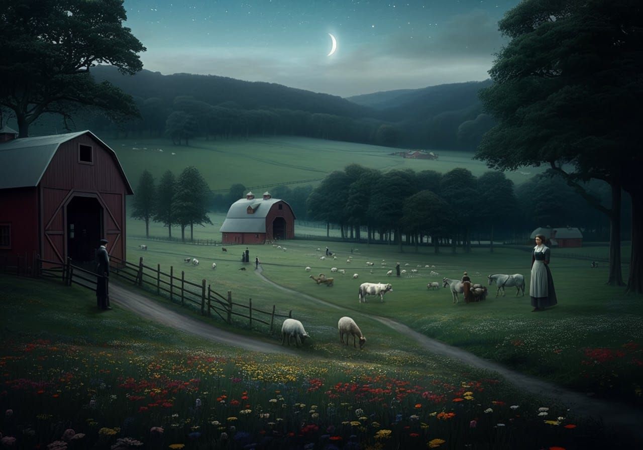 Farm Life on a Summer Night: Digital Matte Painting