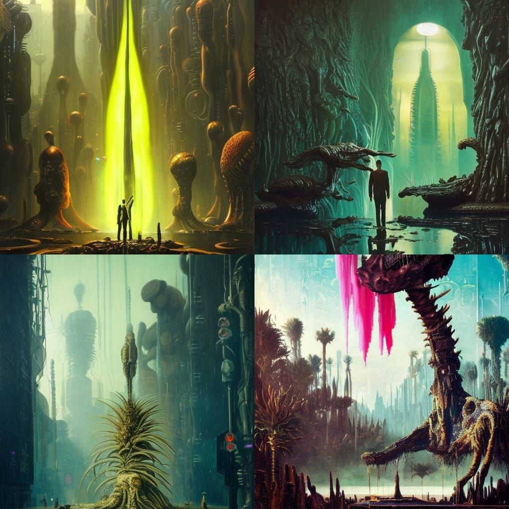 Surreal Alien Planet with Spiked Trees