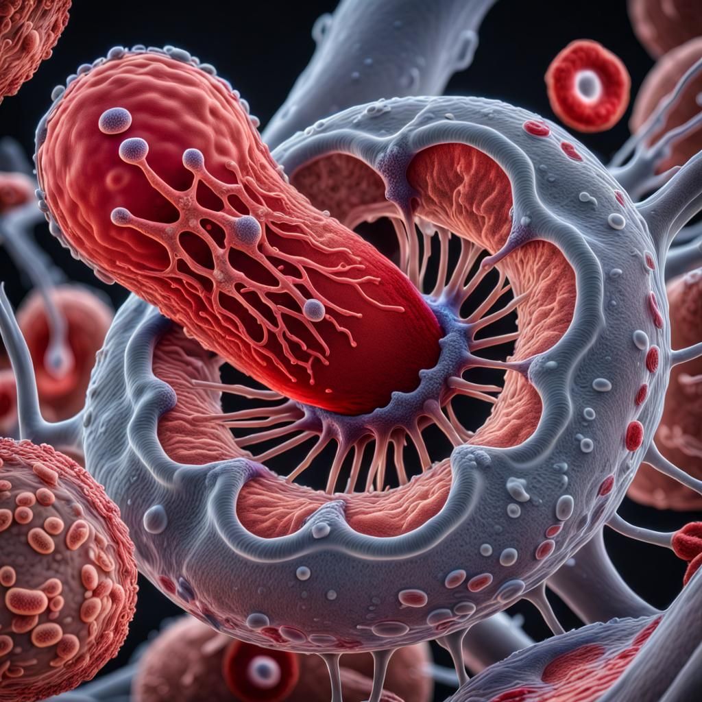 Amoeba Attack on Red Blood Cell: Microscopic View