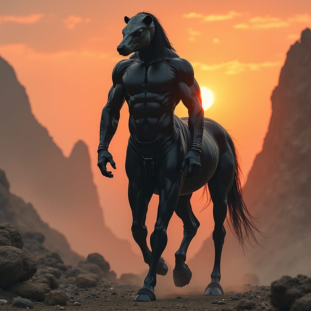 Cyberpunk Centaur Strides Across Dystopian Wasteland