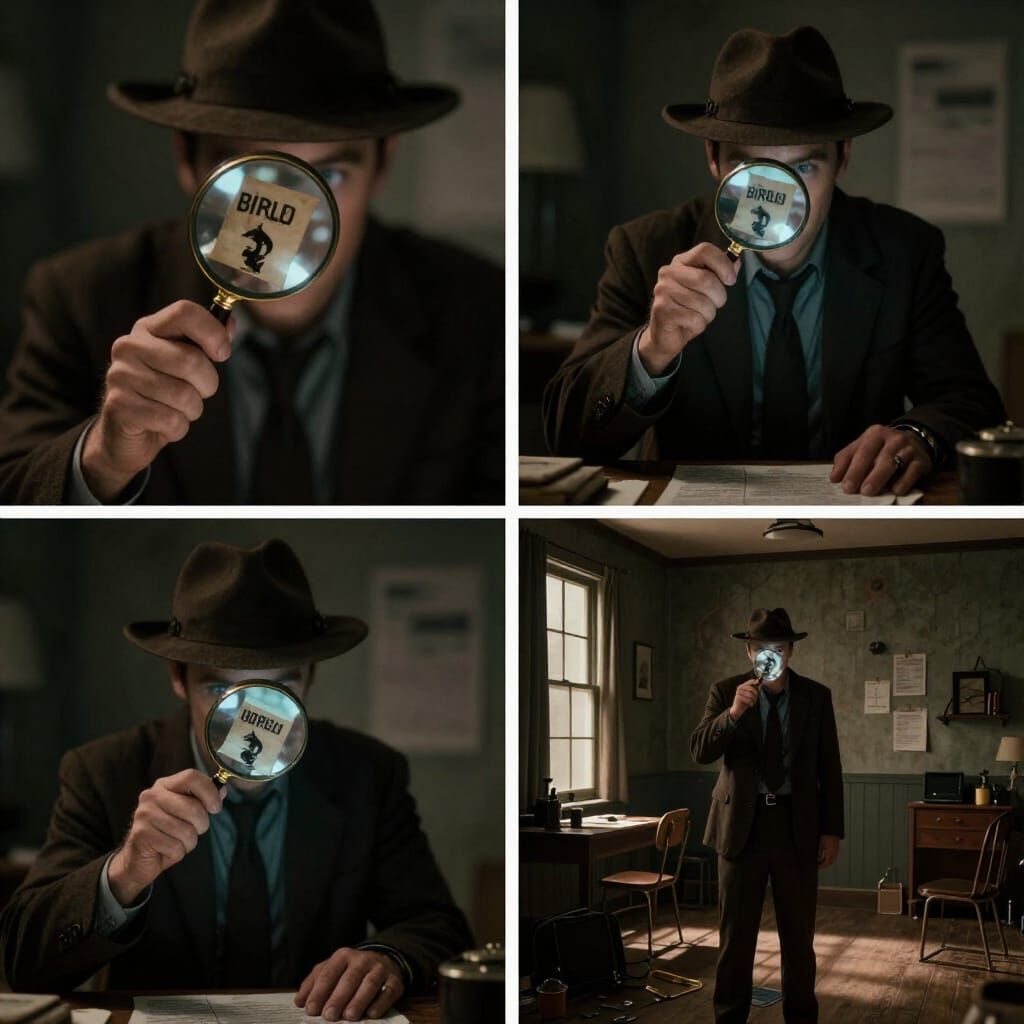 Film Noir Detective Investigates Crime Scene