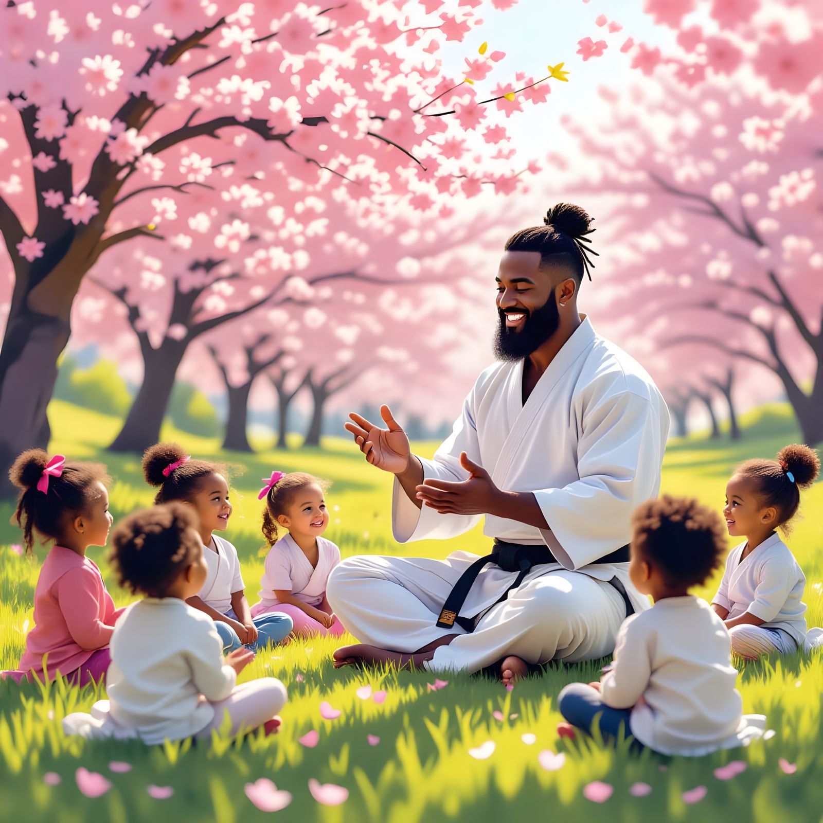 Black Man Teaches Diverse Children Martial Arts Amidst Cherr...