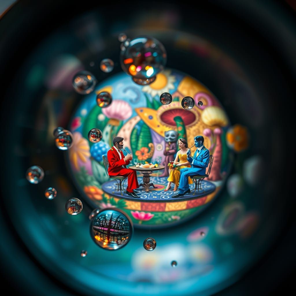 Surreal Dewdrop Utopia Reflecting Bizarre Maximalism