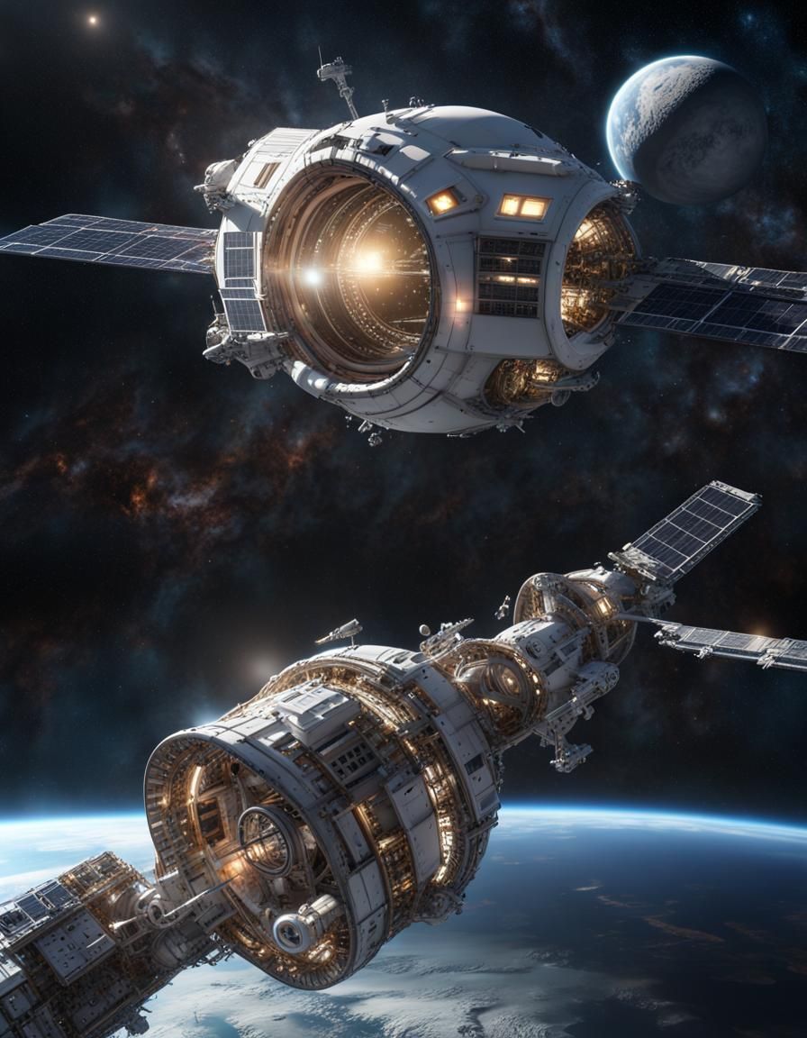 Spectacular Space Station Amidst Cosmic Wonders