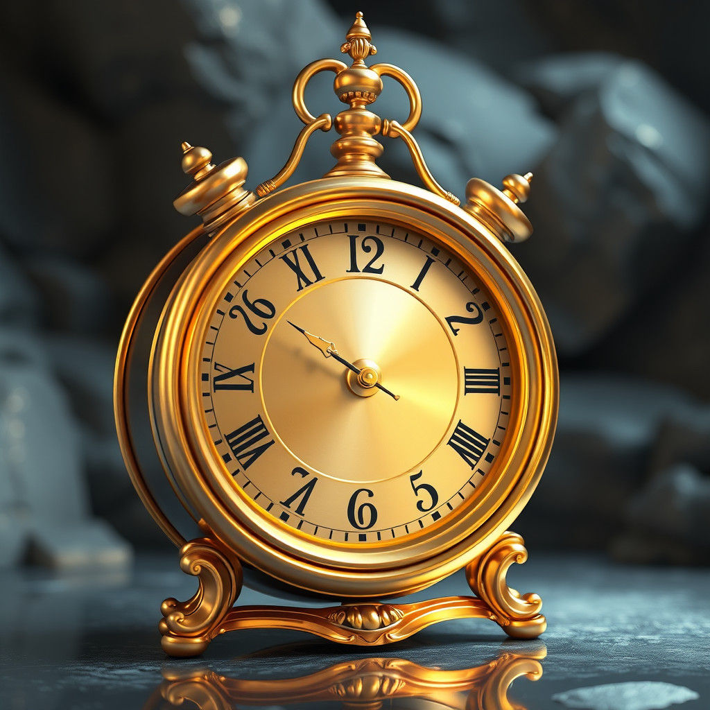 Golden Timepiece in Vibrant Fantasy World, Pixar-Style 3D Ca...