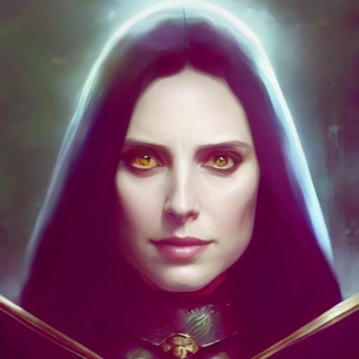 Medieval Witch Portrait in Art Nouveau Style