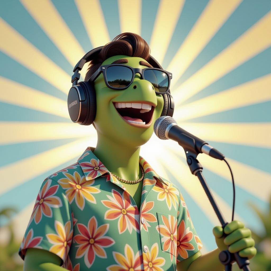 Turtle Singer Performing on Sunny Summer Day