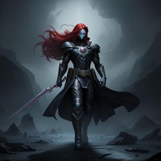Teen Superhero with Red Hair in Dark Fantasy Style