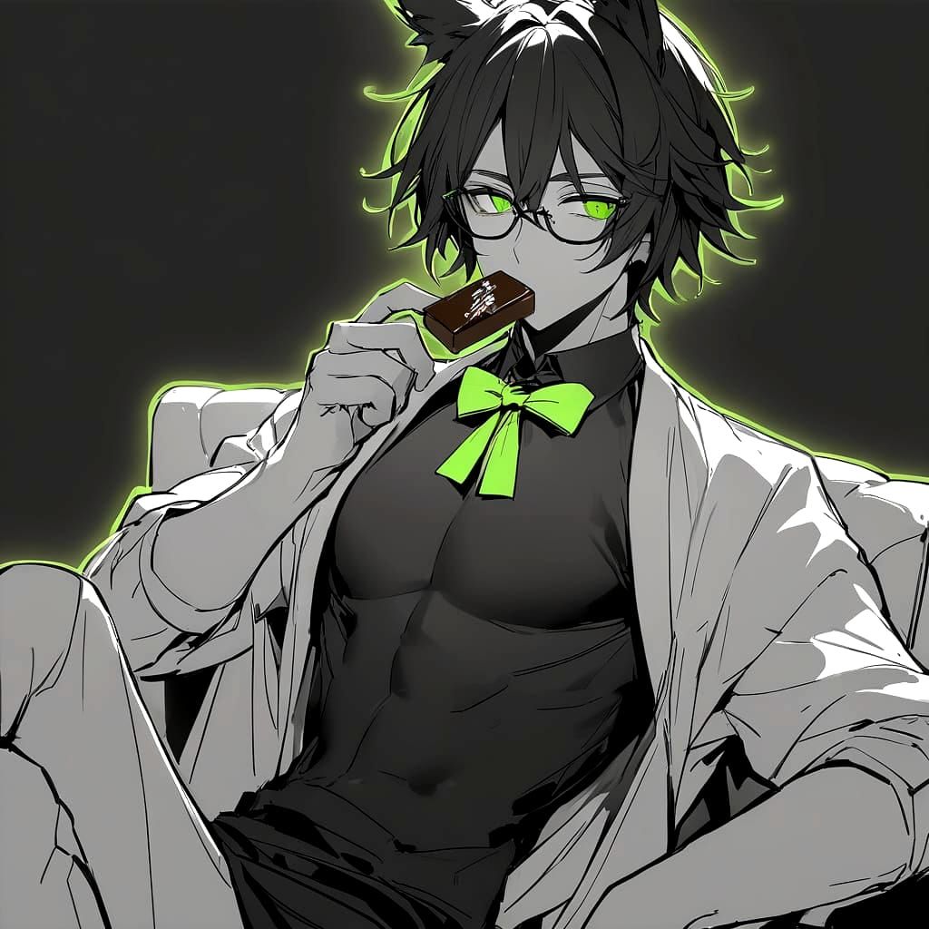Foxian Boy with Chocolate in Monochrome