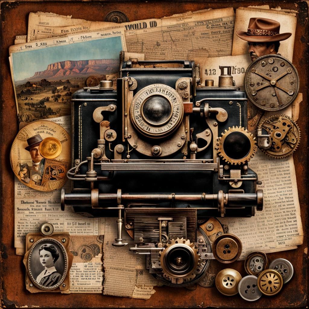 Steampunk Collage of a Hollywood Western Photograph
