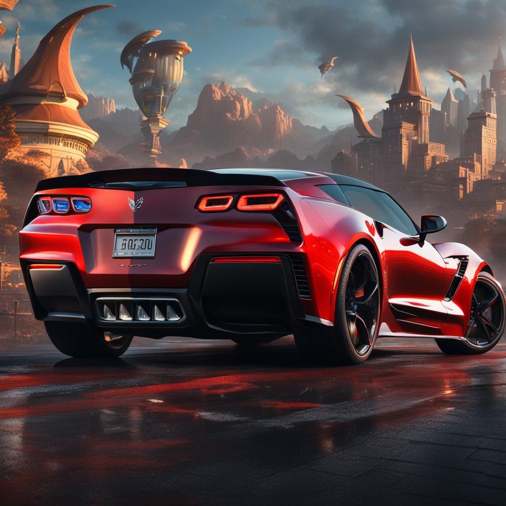 American Dragon Drives Corvette: Fantasy Concept Art