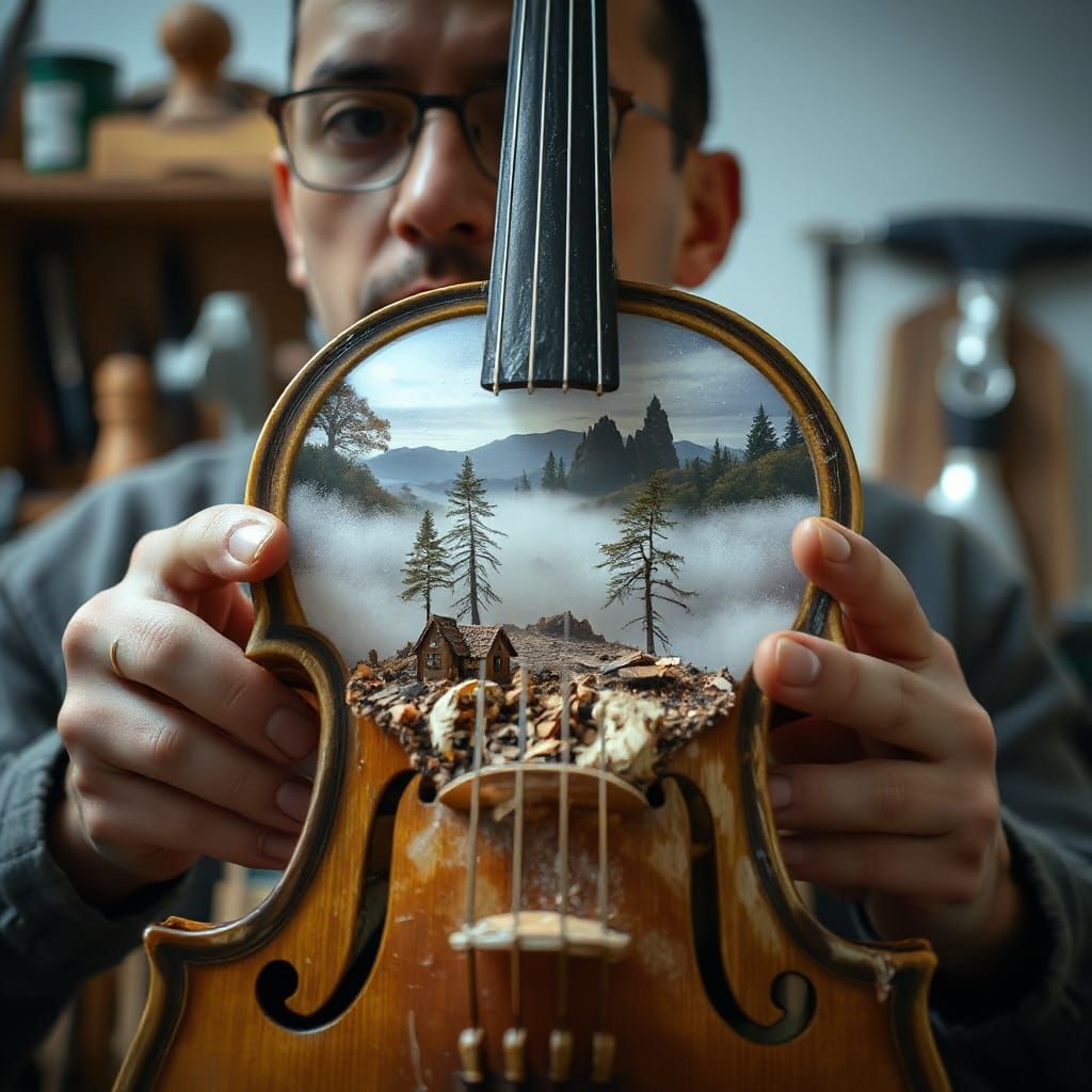 Luthier Crafts Miniature World Inside Violin