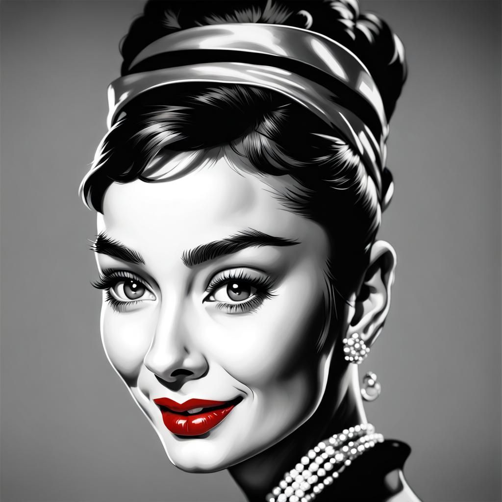 Audrey Hepburn Portrait in Black and White