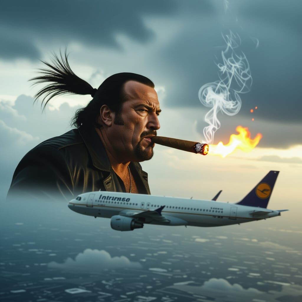 Seagull-Bodied Steven Seagal Flies Plane Smoking Cigar