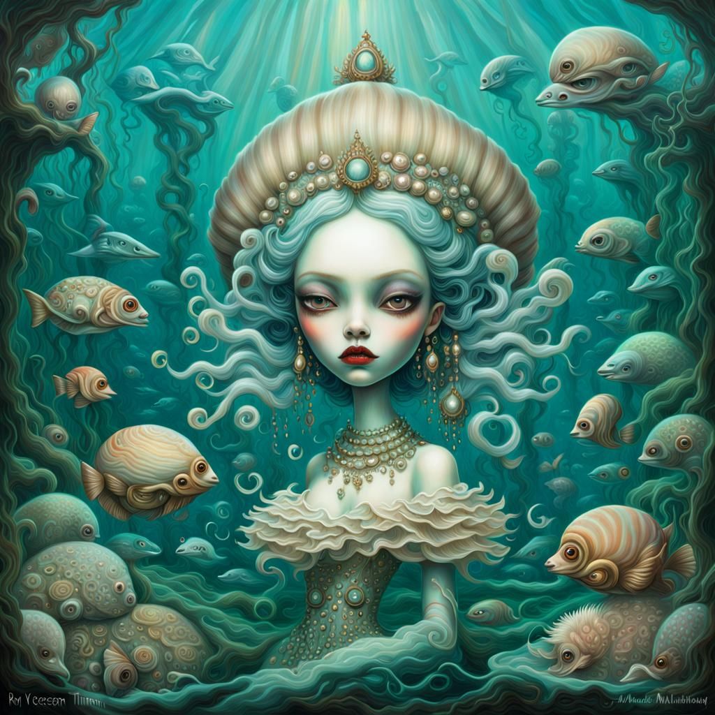 Bizarre Graphic Fantasy with Abstract Oceanic Elegance