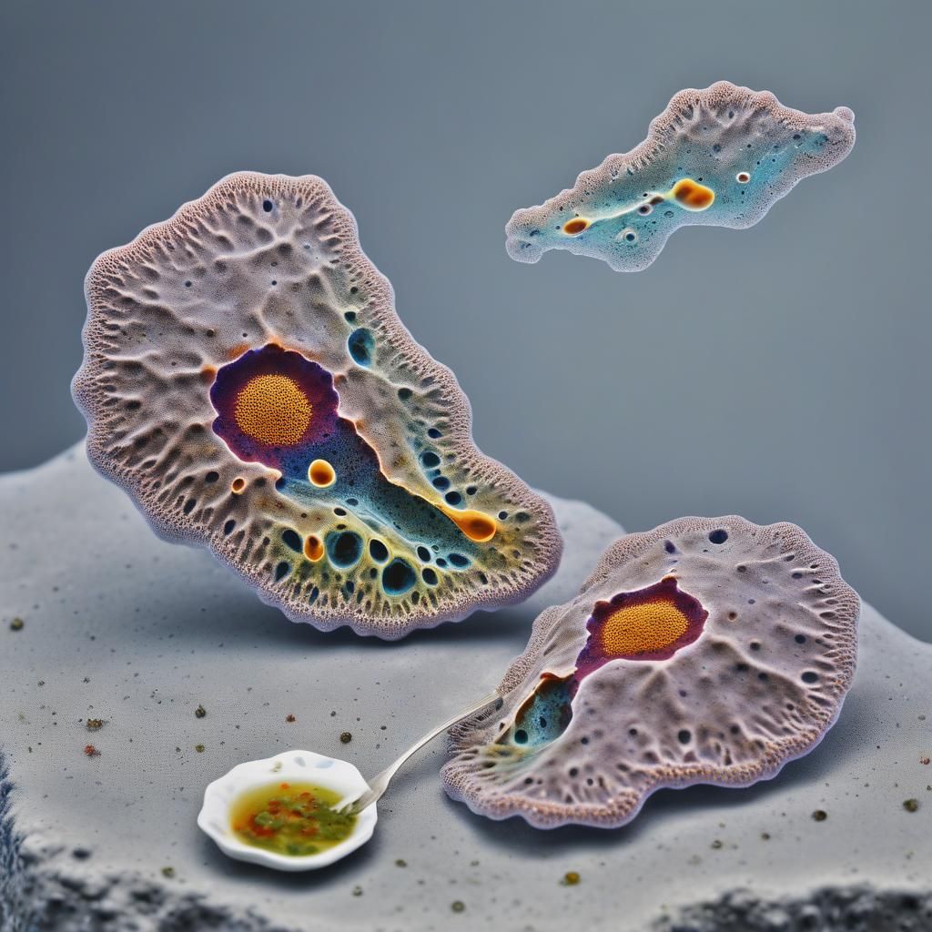 Amoebas Fine Dining: Macro Photorealistic Academic Art
