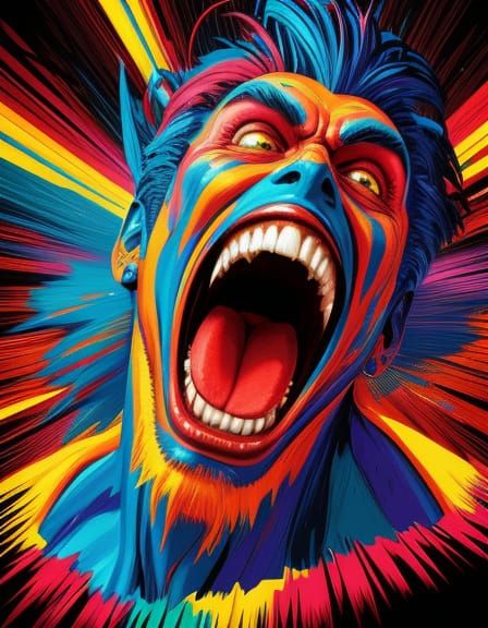 Kivarez Screaming: Vibrant Comic Book Style Digital Art