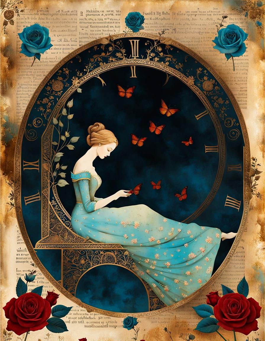 Sleeping Beauty: Whimsical Decalcomania Art